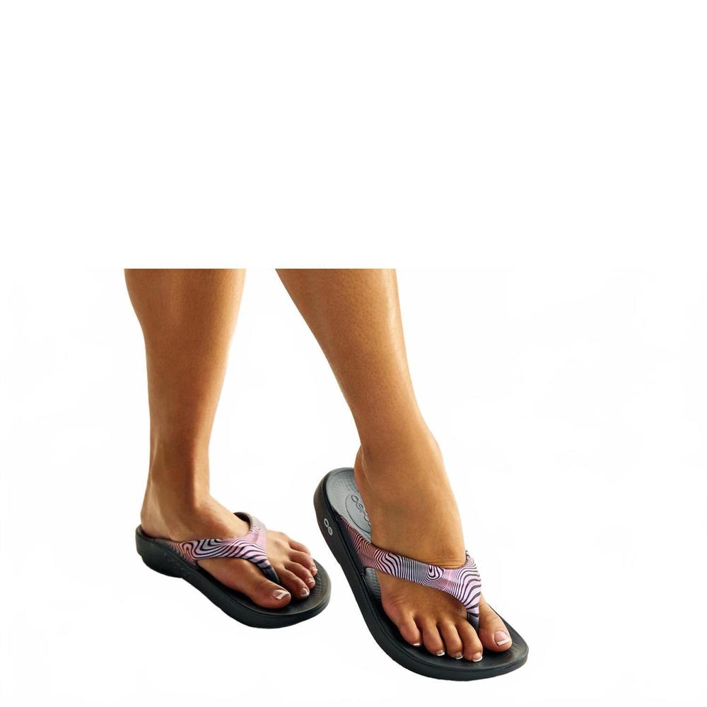 NEW OOFOS women's oolala limited sandal in disco zebra - Picture 8 of 8